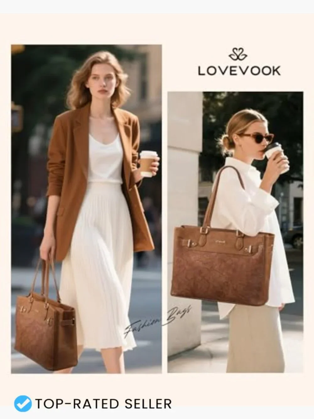 Waterproof Laptop Tote Bag with Cup Holder Work Teacher Women's Large Capacity